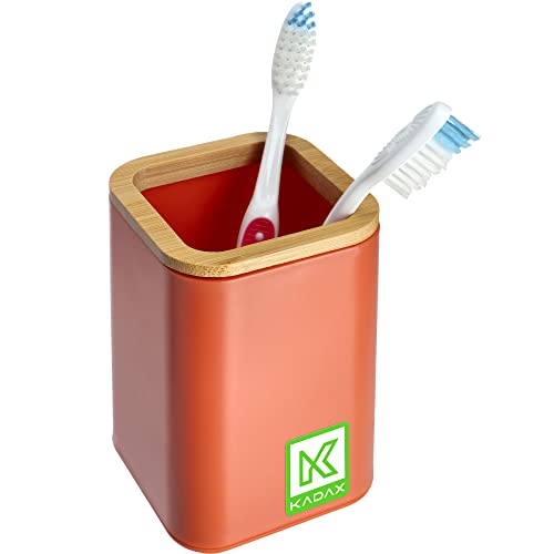 KADAX Badezimmerbecher, Zahnputzbecher in 6 Farben, Zahnbürstenhalter mit Bambusdetails, Mundspülbecher, Zahnpflegeutensilien für Badezimmer und Gäste-WC (Rosa) von KADAX