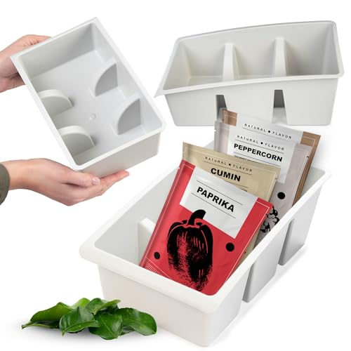 KADAX Behälter für Kräuter, Gewürze, Box mit zwei Bereichen, Aufbewahrungsbox aus Kunststoff mit Griffen, Küchenorganizer, Kräuter Organizer (Creme) von KADAX