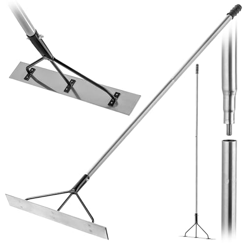 KADAX Betonverteiler aus Aluminium, 62,5x9x190 cm, Profilierter Teerverteiler, 3-fach verstrebter Betonglätter, Betonschieber (Mit Stiel) von KADAX