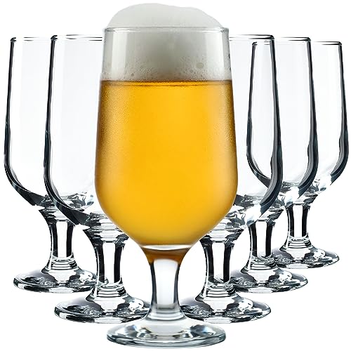 KADAX Biergläser, Biertulpe aus hochqualitativem Glas, 385 Milliliter Trinkgläser, Weizengläser auf Fuß, Getränkegläser für Bier, Cocktails und Drinks (385ml / 6er Set, Bertha) von KADAX