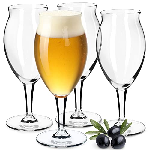 KADAX Biergläser Set, Bierseidel aus Glas, Biertulpen, Weizengläser für dunkles und helles Bier, Craft Bier-Gläser, Bierkrug, Pilsner Glas, Bierglas, Bier Pokal (410 ml, 4 Stück Transparent) von KADAX