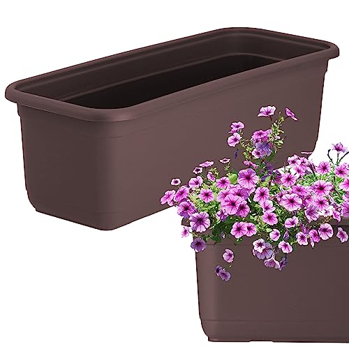 KADAX Blumenkasten, Balkonkasten aus hochwertigem Kunststoff, Pflanzkasten für Innen- und Außenbereiche, Blumentopf für Balkon, Terrasse, Fensterbank (40cm, Braun) von KADAX