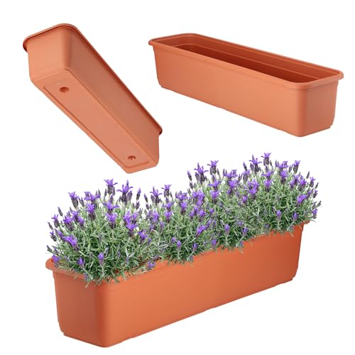 KADAX Blumenkasten, Balkonkasten aus hochwertigem Kunststoff, Pflanzkasten für Innen- und Außenbereiche, Blumentopf für Balkon, Terrasse, Fensterbank (60cm, Terracotta) von KADAX