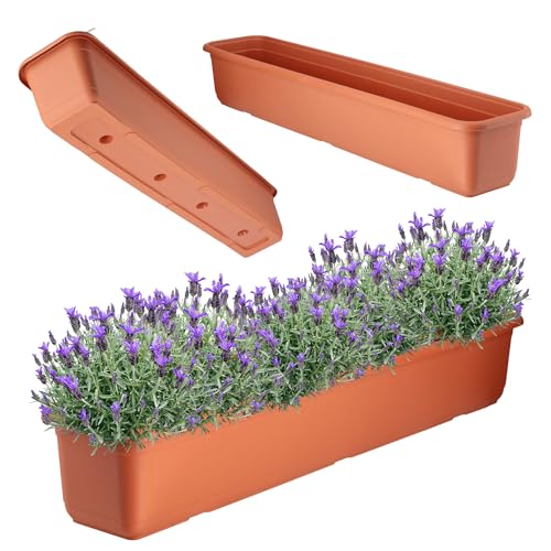 KADAX Blumenkasten, Balkonkasten aus hochwertigem Kunststoff, Pflanzkasten für Innen- und Außenbereiche, Blumentopf für Balkon, Terrasse, Fensterbank (80cm, Terracotta) von KADAX