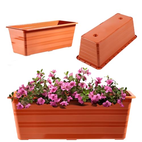 KADAX Blumenkasten, Balkontopf aus Kunststoff, Witterungsbeständiger Pflanz-Kasten, Blumentopf, Geländerkasten für Anbau von Blumen, Kräutern (40 cm, Terracotta) von KADAX