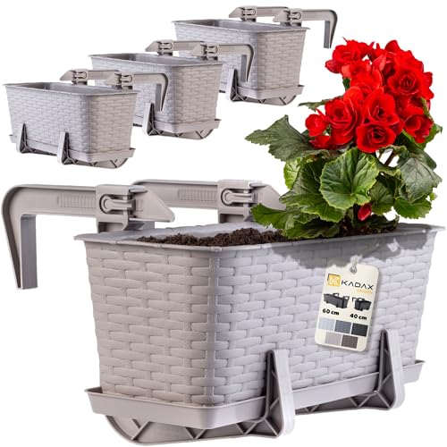 KADAX Blumenkasten-Set, Balkonkasten Set aus Kunststoff, Pflanzkasten für Blumen und Kräuter, Widerstandsfähiger Balkontopf, Pflanzkübel für Balkon (40cm-4er Set, Karamell) von KADAX