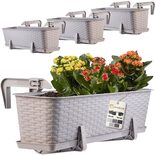 KADAX Blumenkasten-Set, Balkonkasten Set aus Kunststoff, Pflanzkasten für Blumen und Kräuter, Widerstandsfähiger Balkontopf, Pflanzkübel für Balkon (60cm-4er Set, Karamell) von KADAX