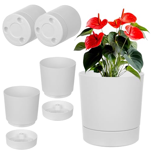 KADAX Blumentöpfe mit Untersetzern, 2er Set, Durchmesser 20cm, Übertöpfe aus Kunststoff, Blumenübertöpfe, Pflanztöpfe für Zimmerpflanzen (Weiß) von KADAX