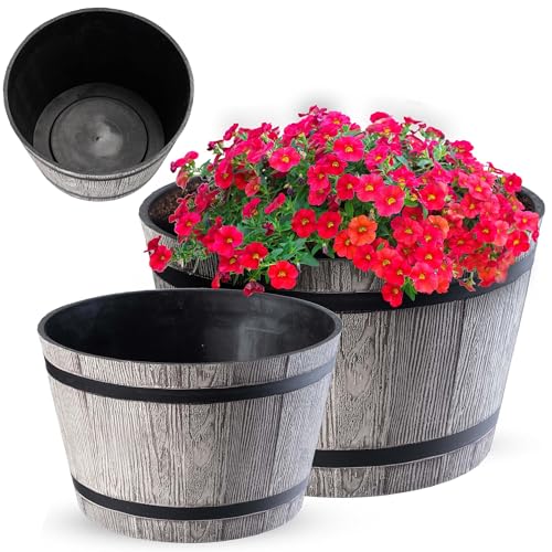 KADAX Blumentopf, Blumenkübel aus Kunststoff, runder Pflanzkübel, Innen- und Außenbereich, Übertopf für Blumen, Haus, Garten, Balkon, Terrasse, wetterfest (Ø 23cm, hellgrau) von KADAX