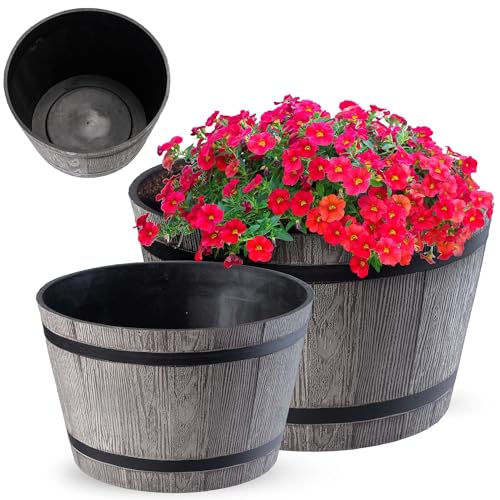 KADAX Blumentopf, Blumenkübel aus Kunststoff, runder Pflanzkübel, Innen- und Außenbereich, Übertopf für Blumen, Haus, Garten, Balkon, Terrasse, wetterfest (Ø 40cm, dunkelgrau) von KADAX