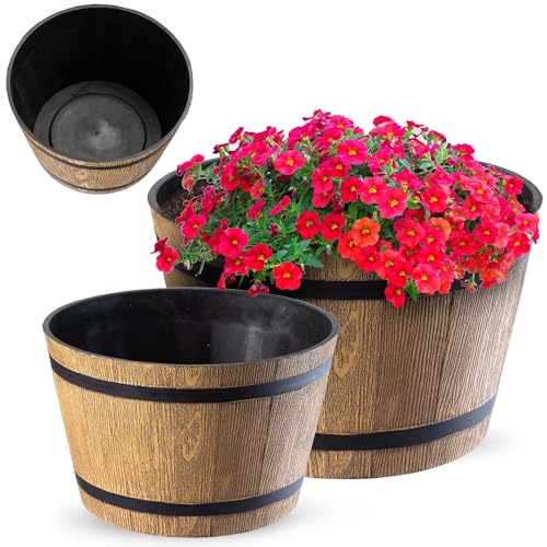 KADAX Blumentopf, Blumenkübel aus Kunststoff, runder Pflanzkübel, Innen- und Außenbereich, Übertopf für Blumen, Haus, Garten, Balkon, Terrasse, wetterfest (Set of 2: 30cm,40cm Ø, beige) von KADAX