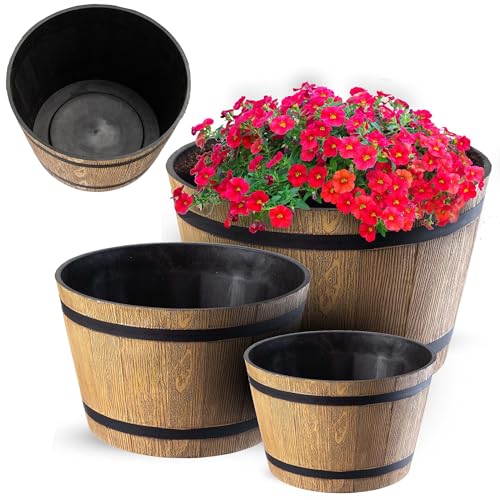 KADAX Blumentopf, Blumenkübel aus Kunststoff, runder Pflanzkübel, Innen- und Außenbereich, Übertopf für Blumen, Haus, Garten, Balkon, Terrasse, wetterfest (Set of 3: 23cm,30cm,40cm Ø, beige) von KADAX