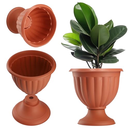 KADAX Blumentopf, Blumenschale aus Kunststoff, runder Pflanzpokal, leichte Amphore in Terrakottafarbe, Pflanzgefäß für Außen, Garten, Terrasse (29cm, Terracotta) von KADAX