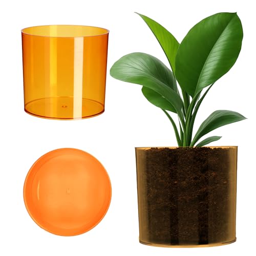 KADAX Blumentopf aus Kunststoff, 13 Farben, glänzenden Topf in zylindrischer Form, Kräutertopf, Blumenvase, Übertopf, Pflanzkübel, Pflanzentopf (⌀ 14 cm, orange) von KADAX