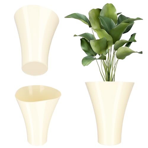 KADAX Blumentopf aus Kunststoff, ⌀16-16,5cm, 13 Farben, Topf mit glänzender Oberfläche, Blumentopfschutz für Kakteen, Ringelblumen, Farne, Pflanzkübel, Pflanztöpfe (Creme, ⌀ 16,5 cm) von KADAX