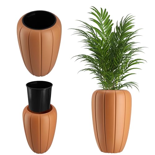 KADAX Blumentopf aus Kunststoff, ∅ 39cm, 5 Farben, Moderne Blumenvase, Pflanzkübel, Pflanztöpfe, Pflanzentopf, Kunststoff-Blumentöpfe, runder Blumenkübel (H: 62cm, Terrakotta) von KADAX