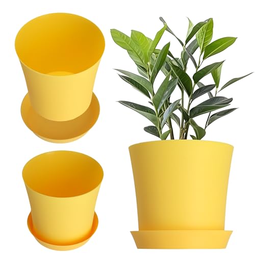 KADAX Blumentopf aus Kunststoff, 9 Farben, Pflanzenschutz, Pflanzentopf für Balkon, Terrasse, Topf für Veilchenpflanzen, Blumenvase, Schutz, Blumenschutz (⌀ 11 cm, gelb) von KADAX