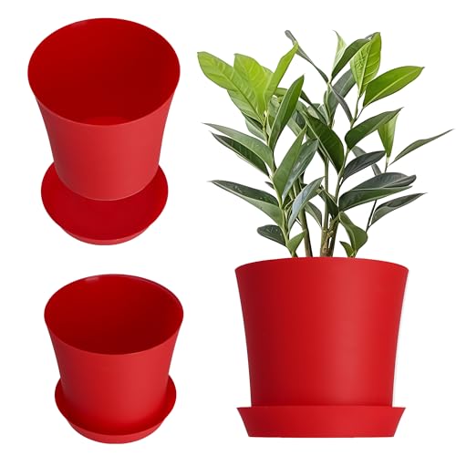 KADAX Blumentopf aus Kunststoff, 9 Farben, Pflanzenschutz, Pflanzentopf für Balkon, Terrasse, Topf für Veilchenpflanzen, Blumenvase, Schutz, Blumenschutz (⌀ 11 cm, rot) von KADAX