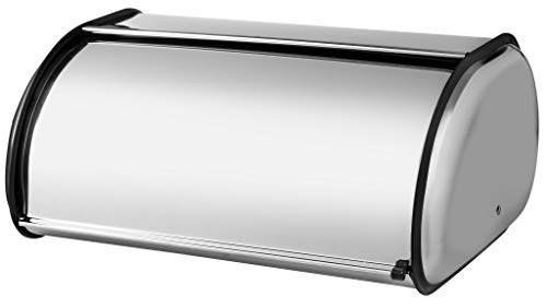 KADAX Brotkasten aus Edelstahl gebürstet, Brotbox mit Rolldeckel, Frontklappe, großer Brotbehälter, Metall Rollbrotkasten, Brotaufbewahrung, Silber (43x27x18cm) von KADAX