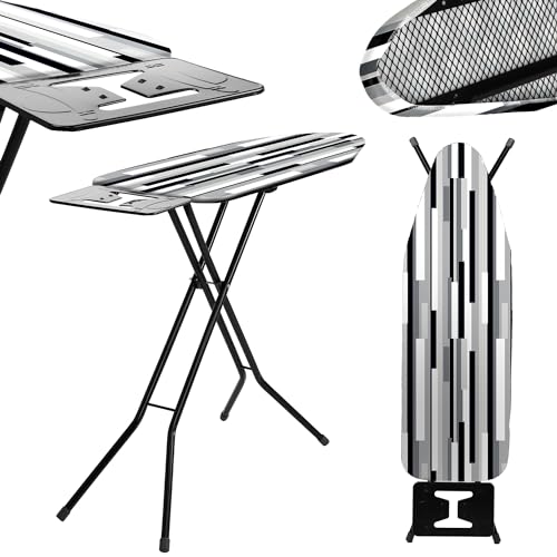 KADAX Bügelbrett 120 x 38 cm, Dampfbügeltisch mit Antirutschfüßen, höhenverstellbares Bügelbrett mit ab-nehmbaren Überzug, Bügeltisch für Dampfbügeleisen von KADAX
