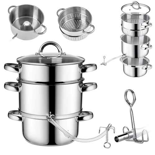 KADAX Dampfentsafter, Fruchtentsafter aus Edelstahl mit Glasdeckel, Spülmaschinengeeigneter Entsafter, Dampfentsafter für alle Herdarten auch Induktionsgeeignet (Silber 5L) von KADAX