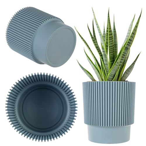 KADAX Dekorativer Blumentopf aus Kunststoff, Runder Pflanzentopf für Innen- und Außenbereich, Moderner Übertopf für Zimmerpflanzen (Mintgrün, 18cm) von KADAX