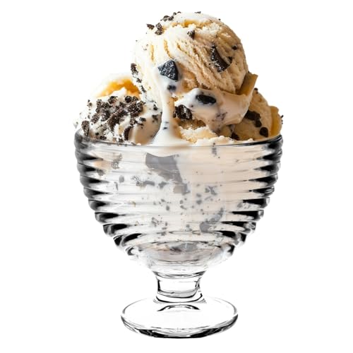 KADAX Dessertschalen mit Fuß, Eisgläser, Transparente Eisbecher, Eiscremegläser, Eisschalen, Dessertgläser für Eiscreme & Vorspeise & Desserts & Obst (Wellig 1 Stück) von KADAX