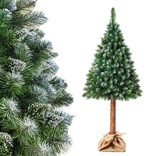 KADAX künstlicher Weihnachtsbaum auf einem Stamm 180 cm, Kiefer Tannenbaum Ø ca. 80 cm mit schneebedeckten Spitzen, 25 Zweigen und 9 Baumkronen, Christbaum aus PVC mit Ständer (Diamantträume 180cm) von KADAX