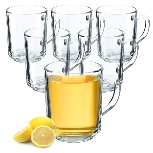 KADAX Durchsichtiger Glasbecher mit Griff, spülmaschinenfeste Trinkgläser mit Henkel, Kaffeegläser aus Glas, Teegläser, Wassergläser, Glastassen für Heiß (6 x 240ml) von KADAX