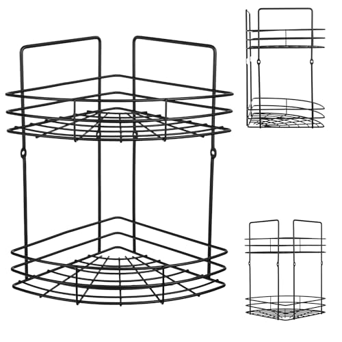 KADAX Duschablage Ecke, Badezimmer Organizer, Eckregal, Badregal, Duschregal, Duschgel und Shampoo Halterung für Dusche, Duschkorb (Schwarz, 2 Etagen) von KADAX