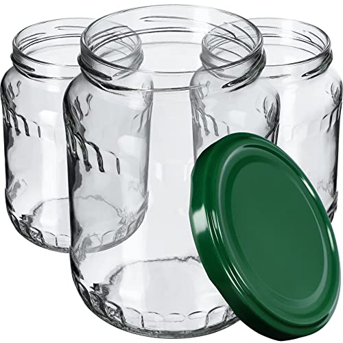 KADAX Einmachgläser, Marmeladengläser 720 ml, Einmachgläser mit Schraubdeckel, Gläser mit Schraubverschluss, Einweckgläser, Vorratsgläser zum Einlegen (Grün / 64 Stück) von KADAX
