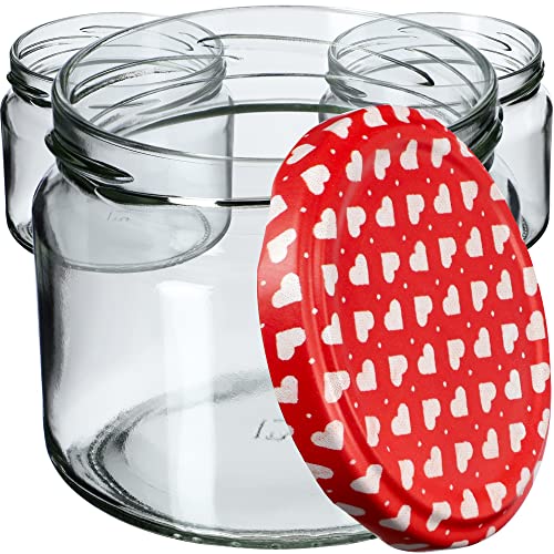 KADAX Einmachgläser mit Schraubdeckel, Marmeladengläser 330ml, Vorratsgläser für Marmeladen, Konfitüren, Honig, Gläser mit Schraubverschluss (Herz/100 Stück) von KADAX