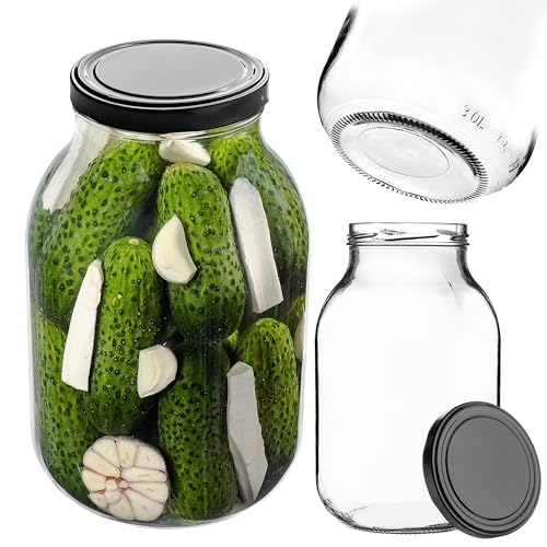 KADAX Einmachglas 3L mit fi100 mm Schraubdeckel, Großes Vorratsglas aus robustem Glas, Schraubglas, Einmachgläser mit Deckel, Schraubgläser (Schwarz) von KADAX