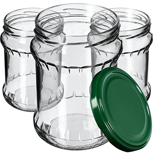 KADAX Einmachglas 500 ml, Aufbewahrungsgläser mit Schraubdeckel, Einkochgläser, Sturzglas, Marmeladenglas, Vorratsglas, Konservenglas, Rundgläser (Grün / 48 Stück) von KADAX