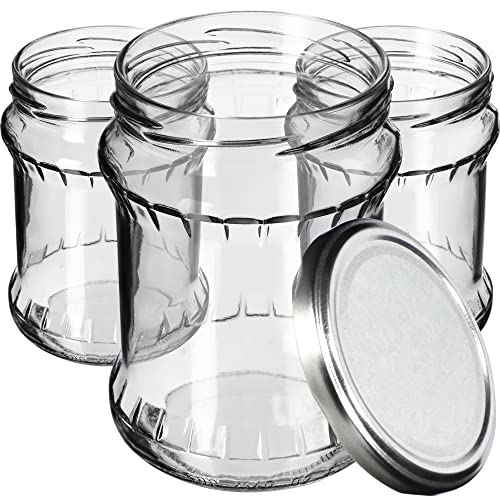 KADAX Einmachglas 500 ml, Aufbewahrungsgläser mit Schraubdeckel, Einkochgläser, Sturzglas, Marmeladenglas, Vorratsglas, Konservenglas, Rundgläser (Silber / 8 Stück) von KADAX