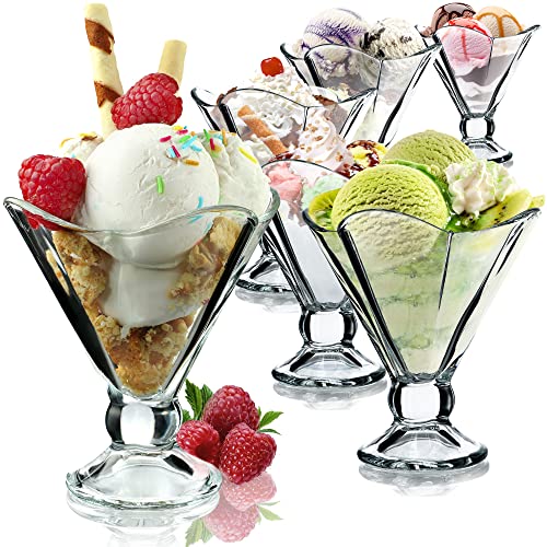 KADAX Eisbecher Glas Set, Eisschalen, Dessertgläser mit Fuß, Eisgläser, Dessertschalen für Eiscreme, Desserts, Obst, Vorspeise, Cocktails, Dessertgläser, Eiscremegläser (6, 200 ml)… von KADAX