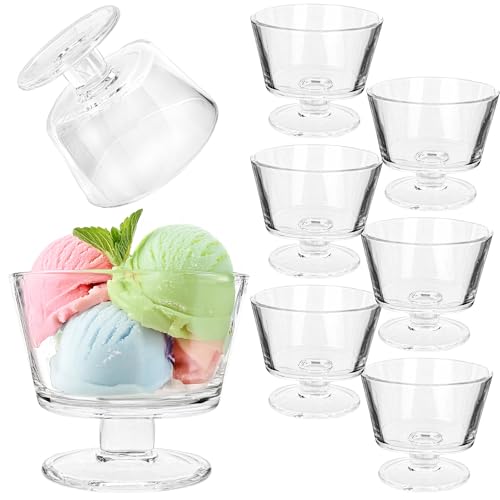 KADAX Eisbecher aus Glas, 6er Set, 290ml, Dessertgläser mit Fuß, Eisschalen für Eis, Desserts & Obst, Eisgläser, Dessertschalen, Spülmaschinenfest (Modell 1) von KADAX