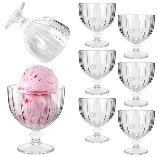 KADAX Eisbecher aus Glas, 6er Set, 390ml, Dessertgläser mit Fuß, Eisschalen für Eis, Desserts & Obst, Eisgläser, Dessertschalen, Spülmaschinenfest (Modell 6) von KADAX