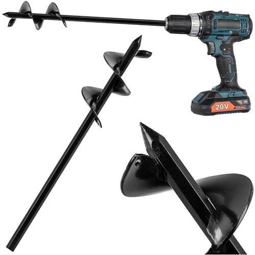 KADAX Erdbohrer 50mm für Bohrmaschine, Gartenbohrer, Erdlochbohrer für Akkuschrauber, Pflanzbohrer für Gartenarbeiten, Spiralbohrer zum Bohren von Erdlöchern von KADAX