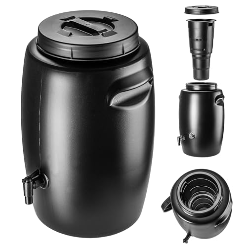 KADAX Fass zur Herstellung von Organischem Dünger, Düngerfass aus Kunststoff, Düngertank Behälter, Düngerfass zur Jauche Herstellung (Schwarz 55L) von KADAX