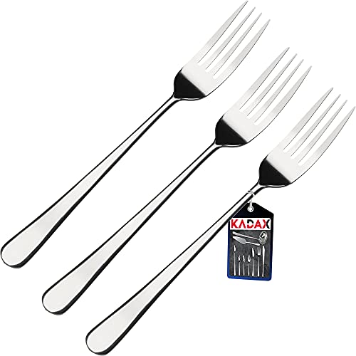 KADAX Gabeln aus Edelstahl, 3er Set, Silber Gabelset, Tafelgabeln mit Abgerundeten Kanten, Menügabeln, Abendessen Gabeln, modernes Steakgabeln (L: 20cm, Silber) von KADAX