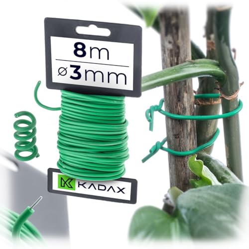 KADAX Gartendraht 3mm x 8m, grüner Bindedraht zum Befestigen von Pflanzen, Pflanzendraht gummiert, wetterfester Draht für Garten, Blumendraht ummantelt von KADAX