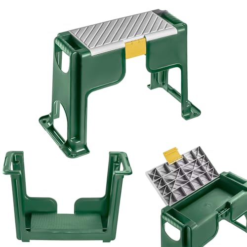 KADAX Gartenhocker, 56.5 x 28 x 37 cm, Kniebank für Gartenarbeiten, 2in1 Kniebank und Tritthocker aus robustem Polypropylen, Stabiler Arbeitshocker für Garten (Grün) von KADAX