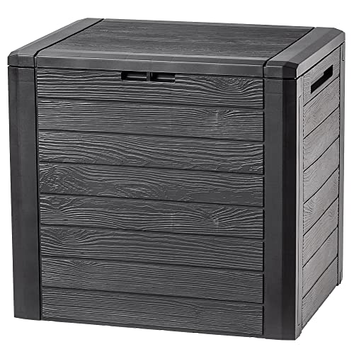 KADAX Gartenkiste, Aufbewahrungsbox aus Kunststoff, Gartentruhe für Aufbewahrung von Kissen, Kinderspielzeug und Sitzauflagen, Gartenbox für Garten und Terrasse (140L, Dunkelbraun) von KADAX