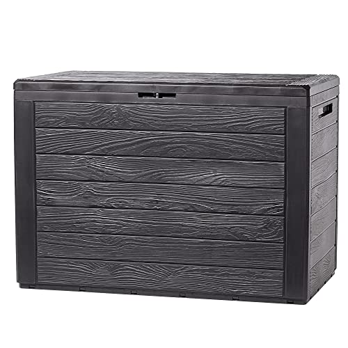 KADAX Gartenkiste, Aufbewahrungsbox aus Kunststoff, Gartentruhe für Aufbewahrung von Kissen, Kinderspielzeug und Sitzauflagen, Gartenbox für Garten und Terrasse (190L, Dunkelbraun) von KADAX