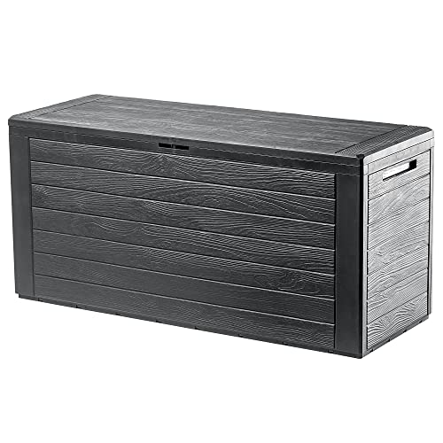 KADAX Gartenkiste, Aufbewahrungsbox aus Kunststoff, Gartentruhe für Aufbewahrung von Kissen, Kinderspielzeug und Sitzauflagen, Gartenbox für Garten und Terrasse (280L, Anthrazit) von KADAX