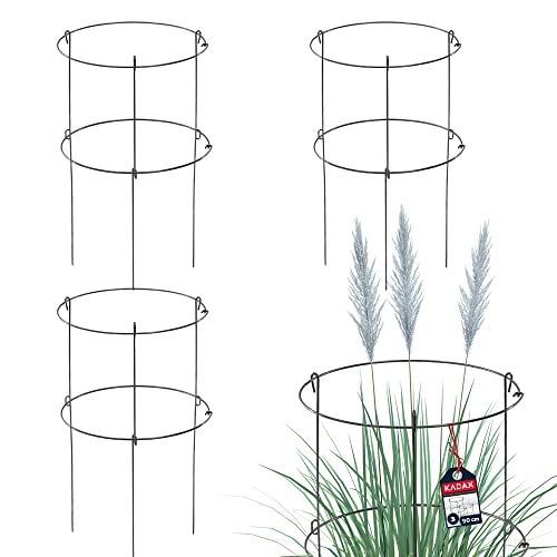 KADAX Gartenstütze aus Stahl pulverbeschichtet, Pflanzehalter, Blumenstütze, Pflanzestütze, Rankhilfe für Pflanzen, Garten, Balkon, Staudenhalter (Set x3: Höhe: 90 cm) von KADAX