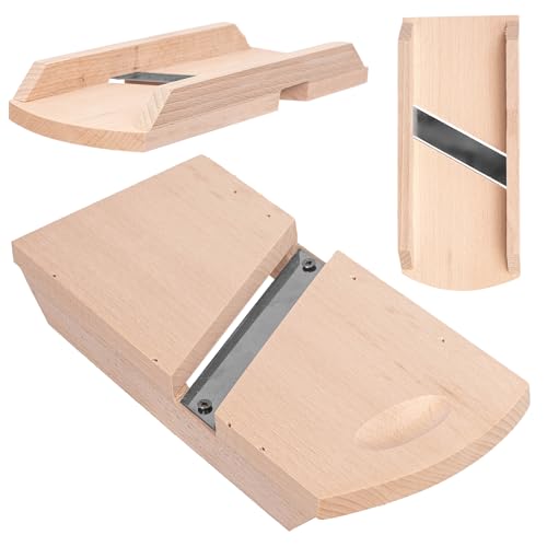 KADAX Gemüsehobel aus Holz, Krauthobel mit scharfen Edelstahlklingen, Gurkenhobel, traditioneller Kohlhobel, Küchenhobel für Gemüse, Gurkenreibe (23 x 10 cm) von KADAX