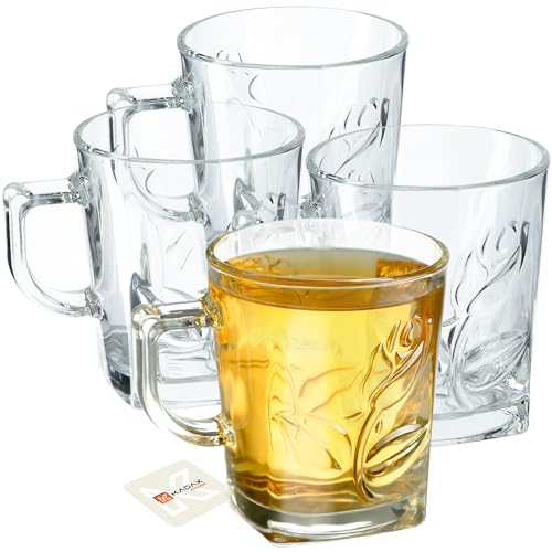 KADAX Gläser mit Griff für Tee und Kaffee, Teegläser aus dickem Glas, Glastassen für kalte und heiße Getränke, Gläserset für Tee, Kaffee, Wasser (Liese 260ml / 4er Set) von KADAX