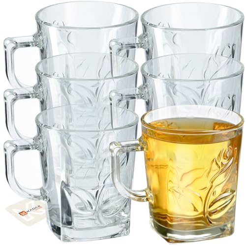 KADAX Gläser mit Griff für Tee und Kaffee, Teegläser aus dickem Glas, Glastassen für kalte und heiße Getränke, Gläserset für Tee, Kaffee, Wasser (Liese 260ml / 6er Set) von KADAX